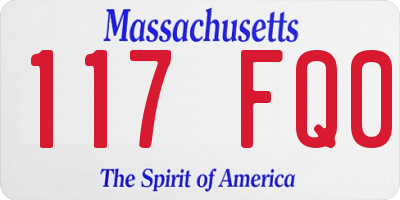 MA license plate 117FQ0