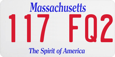 MA license plate 117FQ2