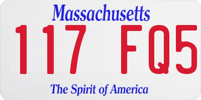 MA license plate 117FQ5