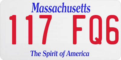 MA license plate 117FQ6
