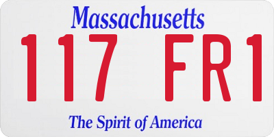 MA license plate 117FR1