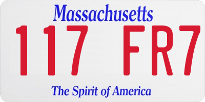 MA license plate 117FR7