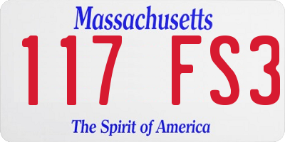 MA license plate 117FS3