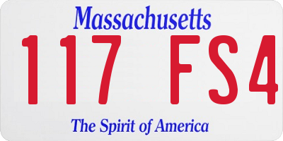 MA license plate 117FS4