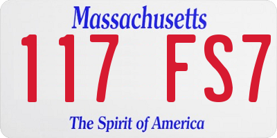 MA license plate 117FS7