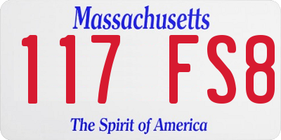 MA license plate 117FS8