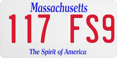 MA license plate 117FS9