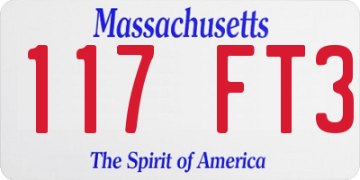 MA license plate 117FT3