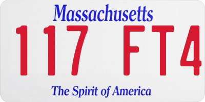 MA license plate 117FT4