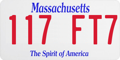 MA license plate 117FT7