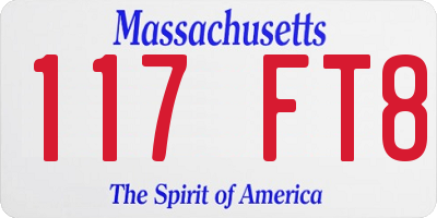 MA license plate 117FT8