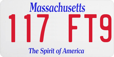 MA license plate 117FT9