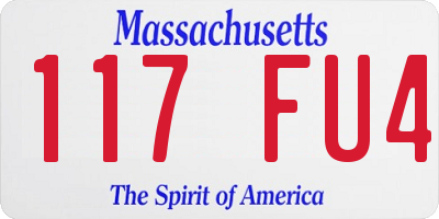 MA license plate 117FU4