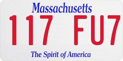 MA license plate 117FU7