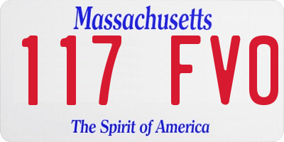 MA license plate 117FV0