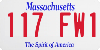 MA license plate 117FW1