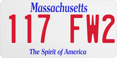 MA license plate 117FW2