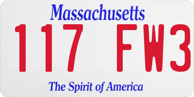 MA license plate 117FW3