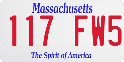 MA license plate 117FW5