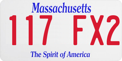 MA license plate 117FX2