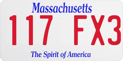 MA license plate 117FX3