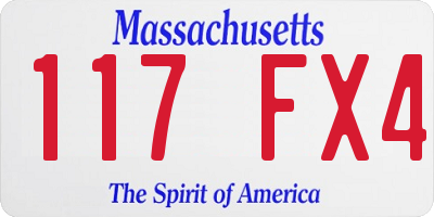 MA license plate 117FX4