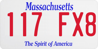 MA license plate 117FX8
