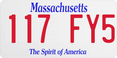 MA license plate 117FY5