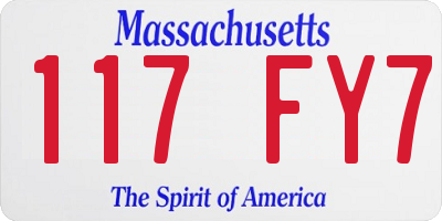 MA license plate 117FY7