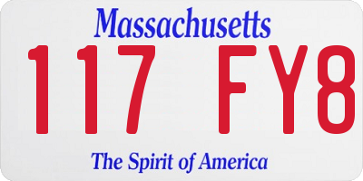 MA license plate 117FY8