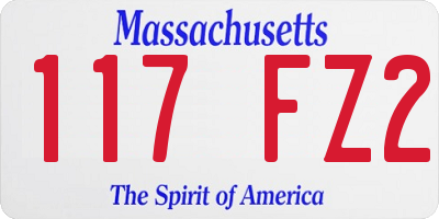 MA license plate 117FZ2
