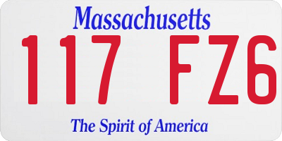 MA license plate 117FZ6