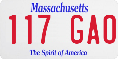 MA license plate 117GA0