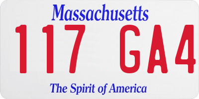 MA license plate 117GA4