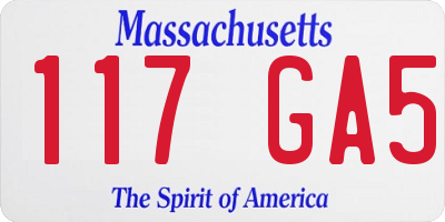 MA license plate 117GA5