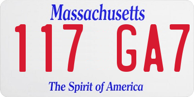 MA license plate 117GA7