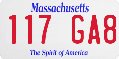 MA license plate 117GA8