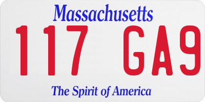 MA license plate 117GA9
