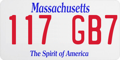 MA license plate 117GB7