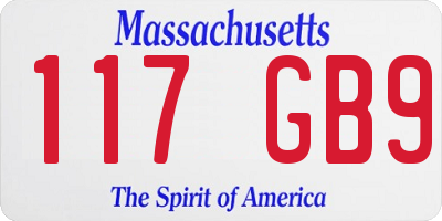 MA license plate 117GB9