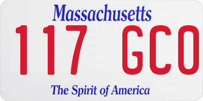 MA license plate 117GC0