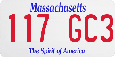 MA license plate 117GC3