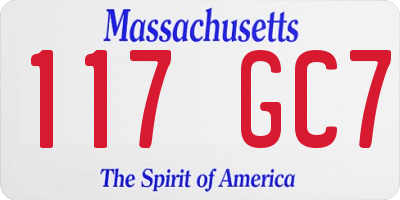 MA license plate 117GC7