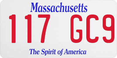 MA license plate 117GC9