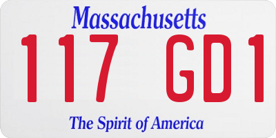MA license plate 117GD1