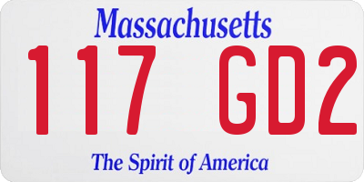 MA license plate 117GD2