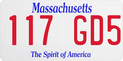 MA license plate 117GD5