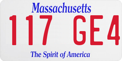 MA license plate 117GE4