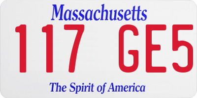 MA license plate 117GE5