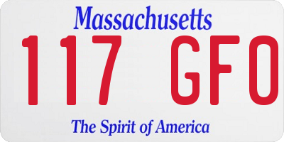 MA license plate 117GF0